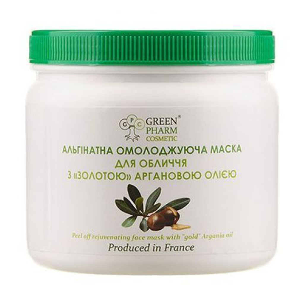 Альгінатна омолоджувальна маска для обличчя Green Pharm Cosmetic Peel Off Rejuvenating Face Mask з золотою аргановою олією, 250 г